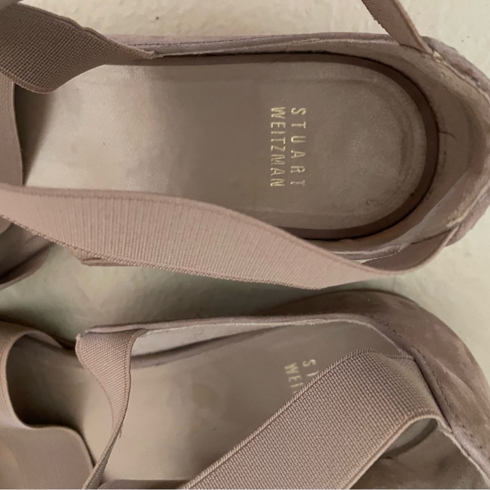 Stuart Weitzman Suede & Elastic Strap Flat Sandals - image 2